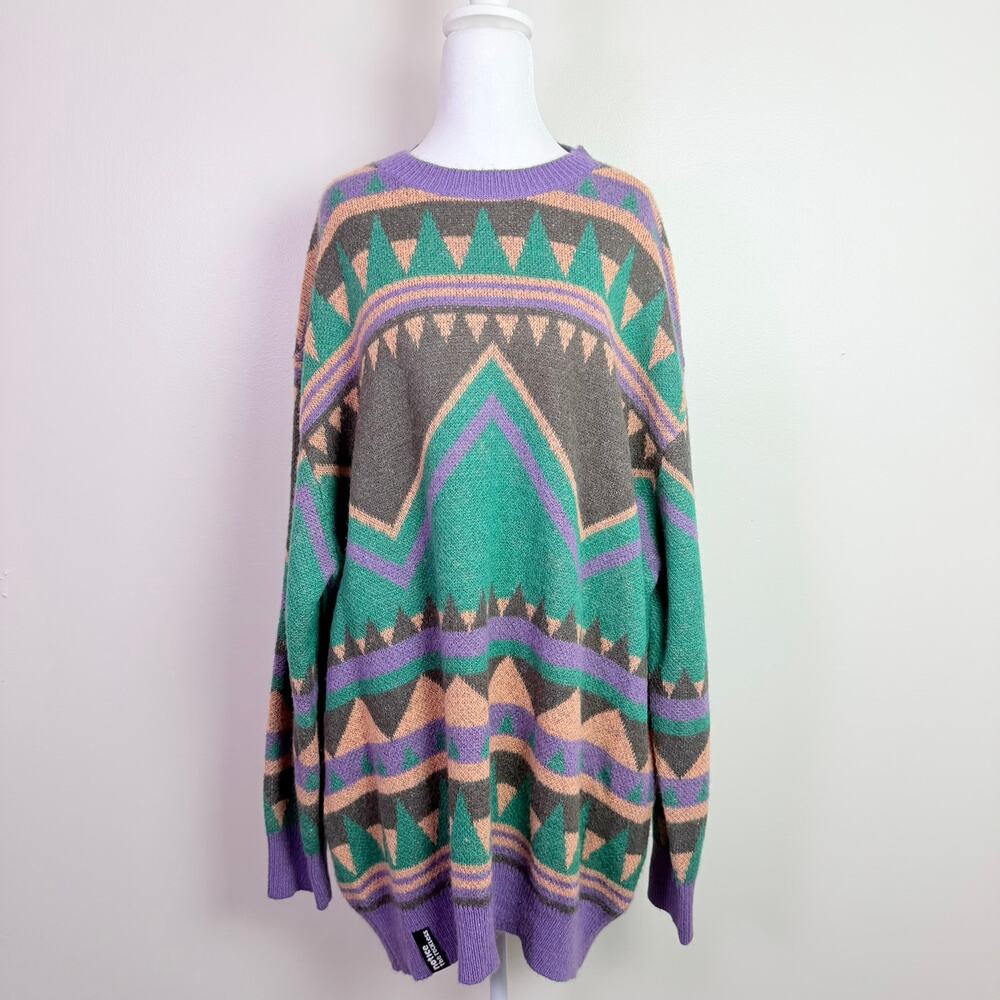 Notice The Reckless x Asa Steinars Oversized Geometric Crewneck Sweater Womens M - Picture 2 of 13